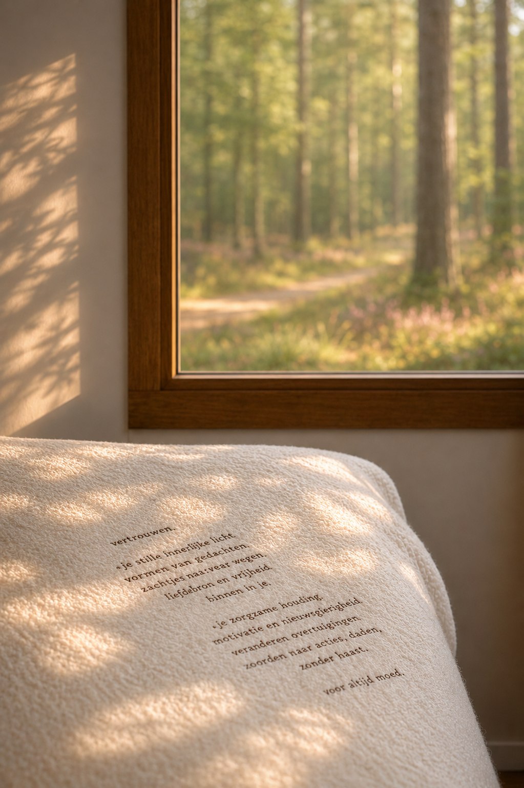 Een gedicht in textiel: rust en betekenis in de details.